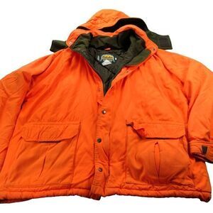 Vintage Cabelas Jacket Mens Large Orange Waterproof Insulated Hunting 90s *